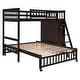 preview thumbnail 8 of 12, Wooden Twin Over Full Bunk Bed with 6 Drawers, Flexible Shelves & Removable Bottom Bed on Wheels, Espresso