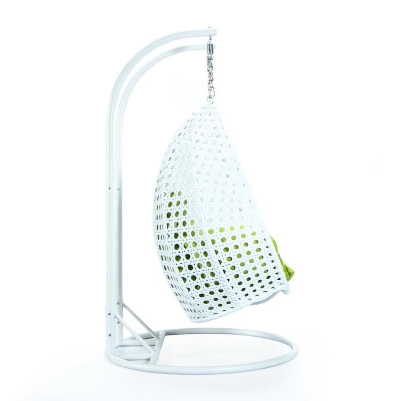 Egg Shaped 2-Person Swing Chair Set with Iron Stand Removable and Washable Cushion for Indoor Outdoor