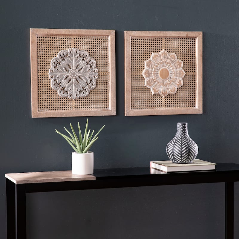 SEI Furniture Linscott Traditional Natural Wood Wall Panels (Set of 2)