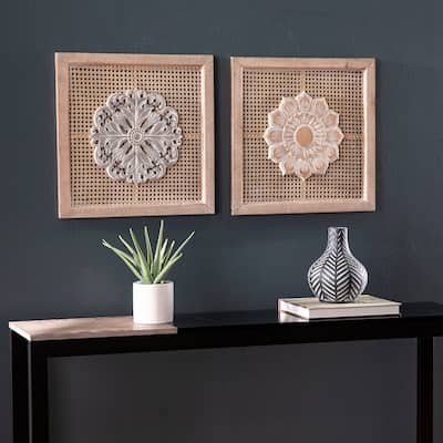 SEI Furniture Linscott Traditional Natural Wood Wall Panels (Set of 2)