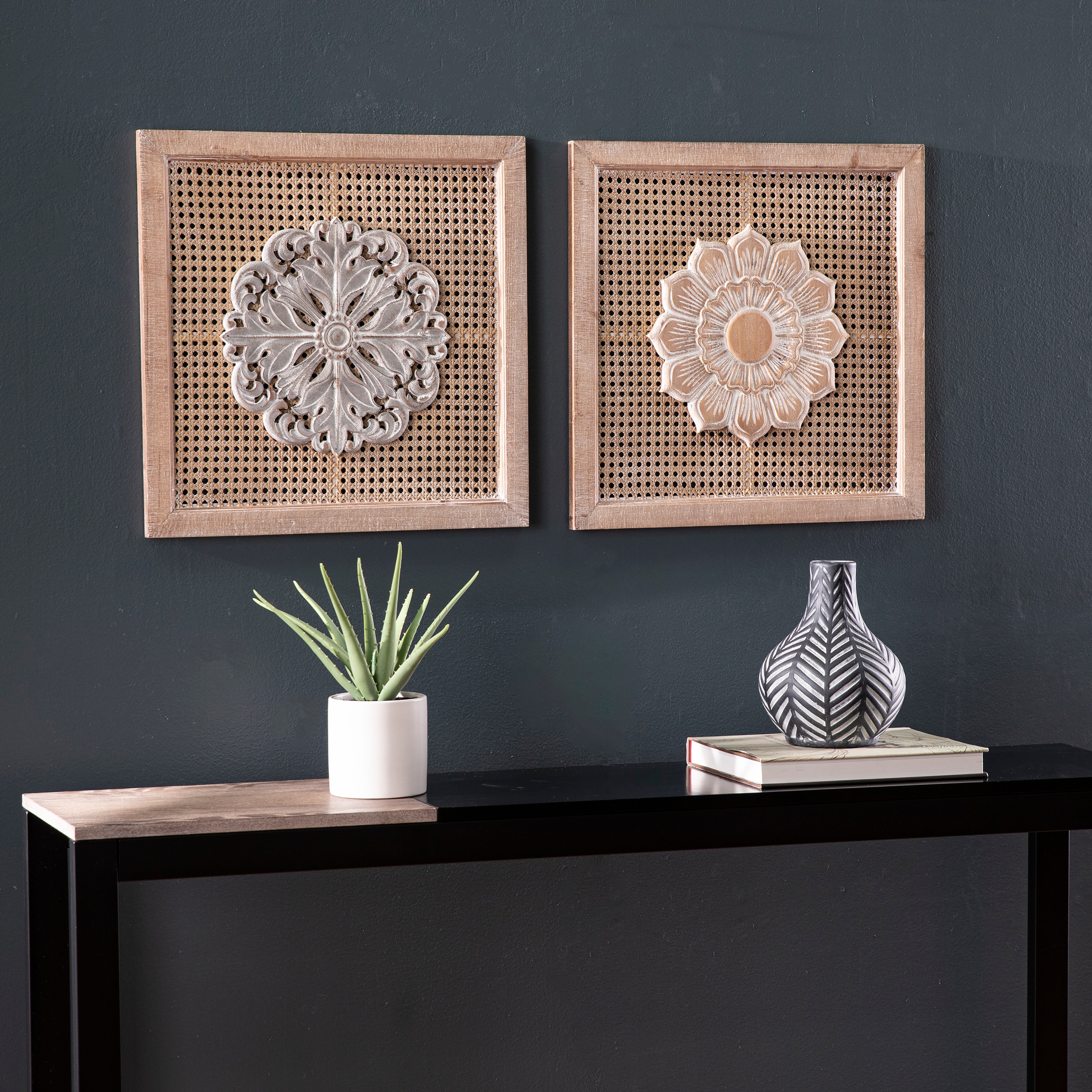SEI Furniture Linscott Traditional Natural Wood Wall Panels (Set of 2)