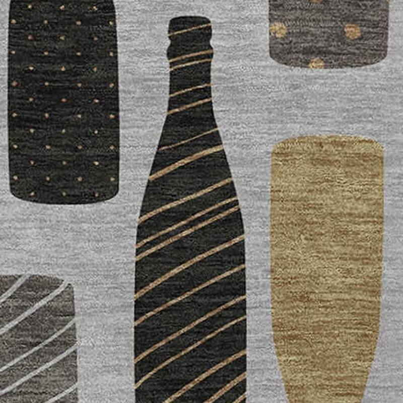 HomeRoots 50" X 70" Gray Black And Gold Champagne Bottle Stripe Microfiber Plush Throw Blanket
