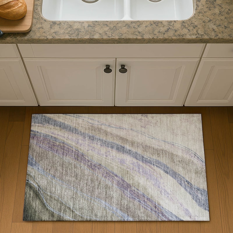 Premium Washable Super Soft Modern Flow Mayfield Rug - Mocha - 1'8" x 2'6"