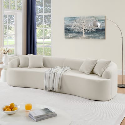 Curved Modular Sectional Sofa In Lamb'S Wool Fabric, Modern Minimalist Style,Compressed (No Assembly Required)