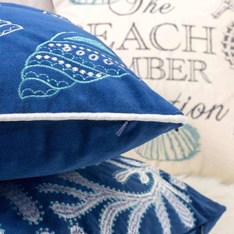 Blue and Spa Seashells Pillow