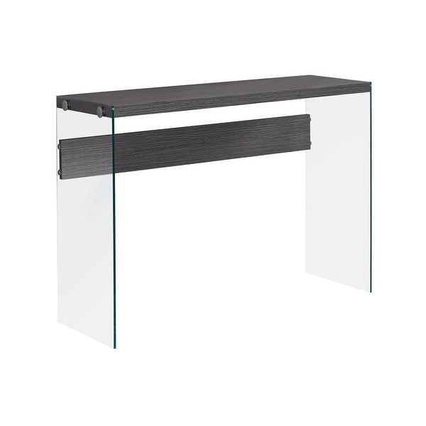 44" Gray and Clear Contemporary Accent Table with Tempered Glass Top - N/A