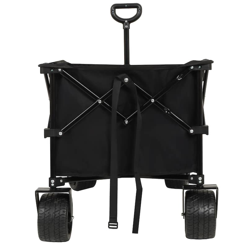 Heavy-Duty 360lb Capacity Foldable Utility Wagon-All-Terrain Quiet Wheels, Adjustable Handle & Cup Holders for Gardening