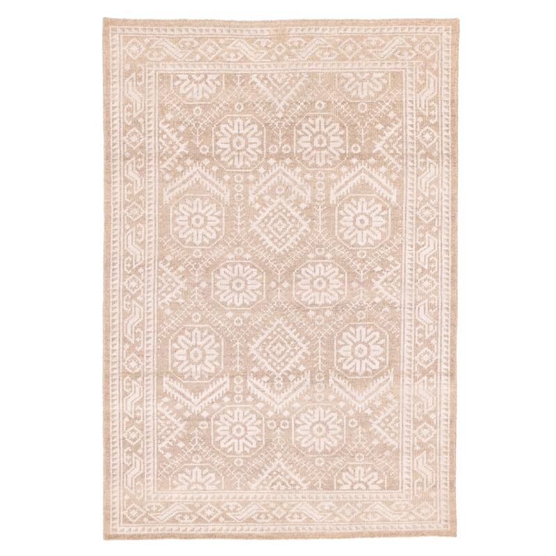 ECARPETGALLERY Hand-knotted Tangier Khaki Silk, Wool Rug - 5'3 x 7'8