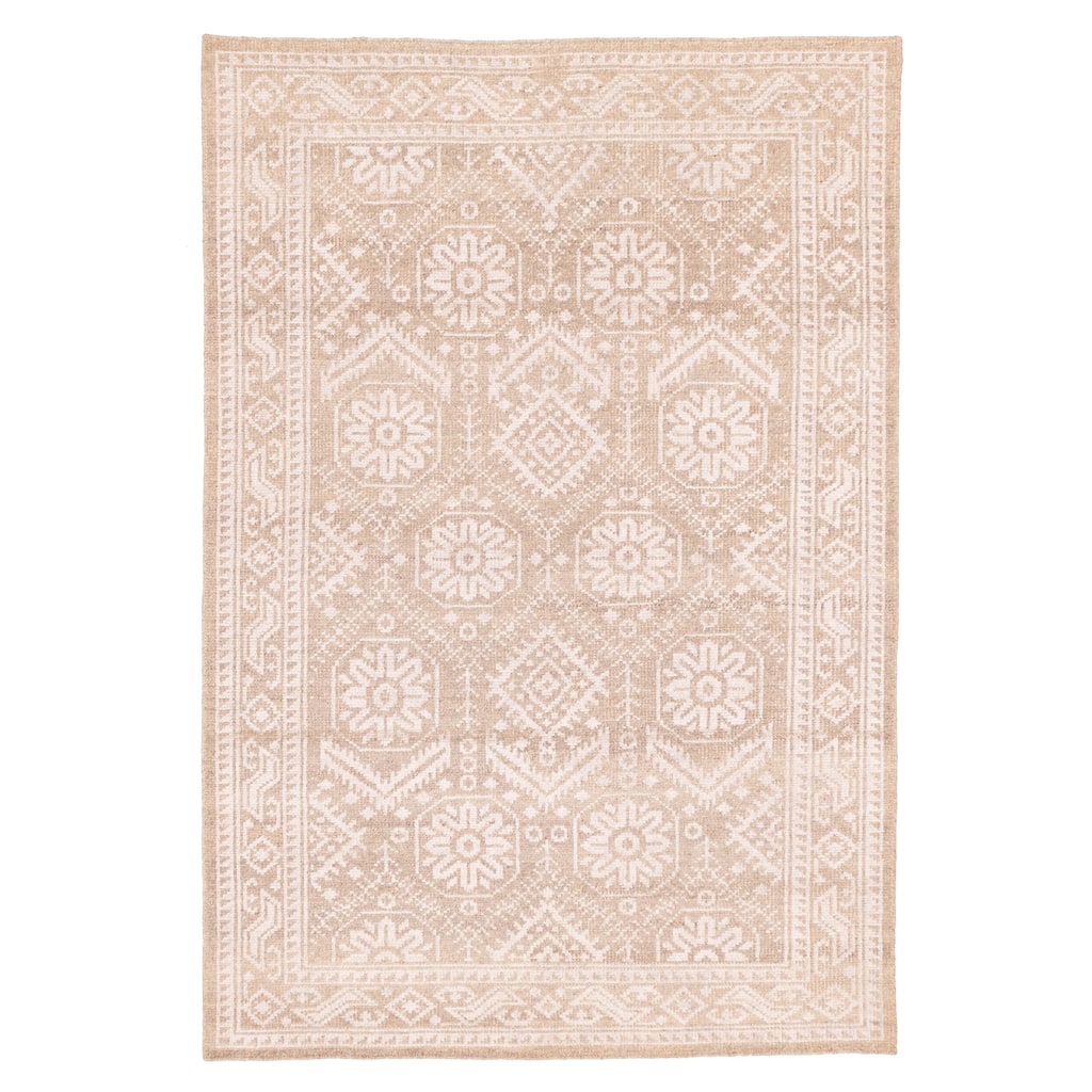ECARPETGALLERY Hand-knotted Tangier Khaki Silk, Wool Rug - 5'3 x 7'8