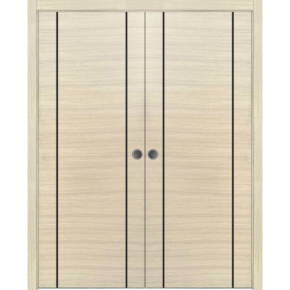 SartoDoors Planum 0017 | Interior French Doors Double French Door | Solid Wood | Hardware Set | 36x80, Natural Veneer