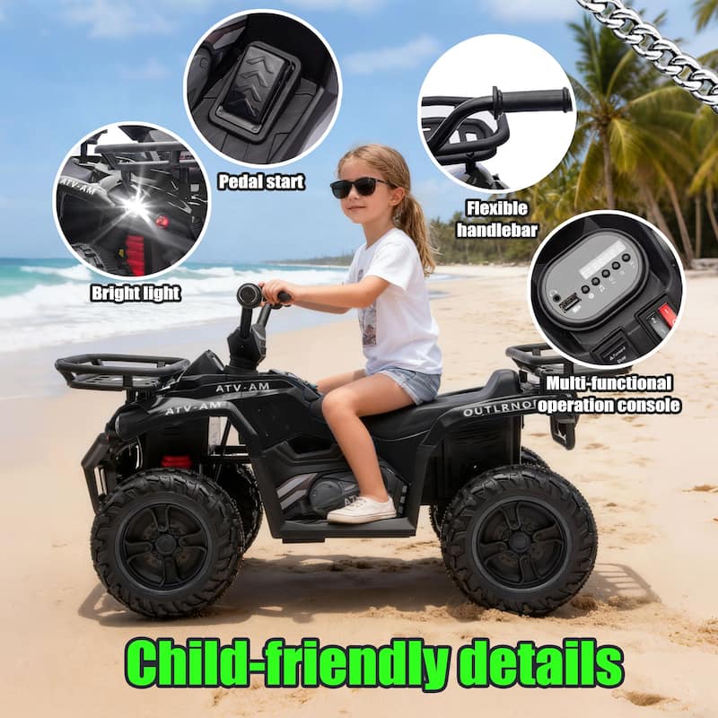 Ride-On Car 24V Children's Electric Car with Storage Racks, Toddler Vehicle Engineering Car Off-Road Toy Car