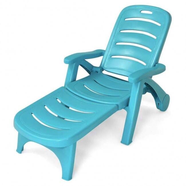 5 Position Adjustable Folding Lounger Chaise Chair on Wheels - 30" x 29" x 41" (L x H x W)