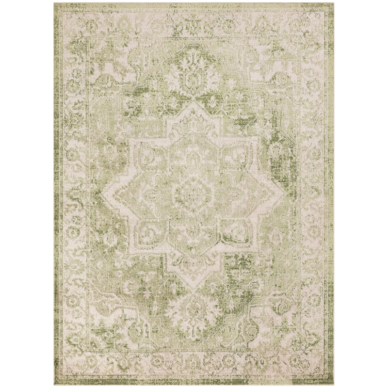 Nourison Abby Machine Washable Indoor only Persian Floral Area Rug. - 4' x 6' - Ivory/Green - Rectangle