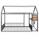 preview thumbnail 30 of 36, Full Size Metal Bed with Desk, House Bed Frame with Shelves and USB Ports