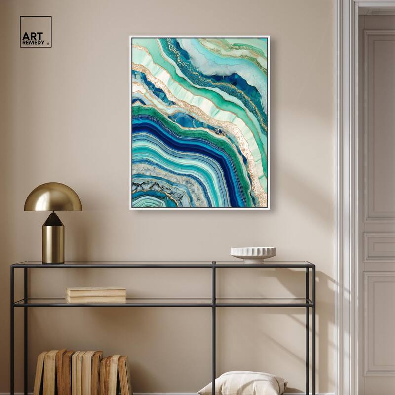 Blue Green Abstract Agate II Canvas by Art Remedy