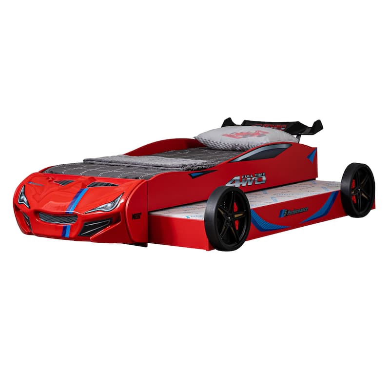 Furniture of America Laszlo Modern Race Car-Shaped Twin Bed with Trundle