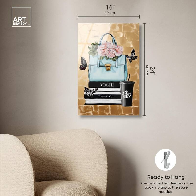 Golden Era of Glam Books Acrylic by Art Remedy, Ready to Hang