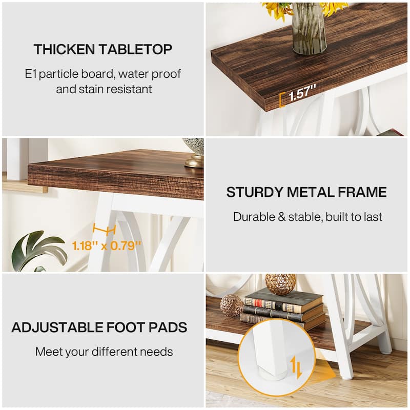 70.9 Inches Extra Long Console Table with 2 Tier Storage Shelf