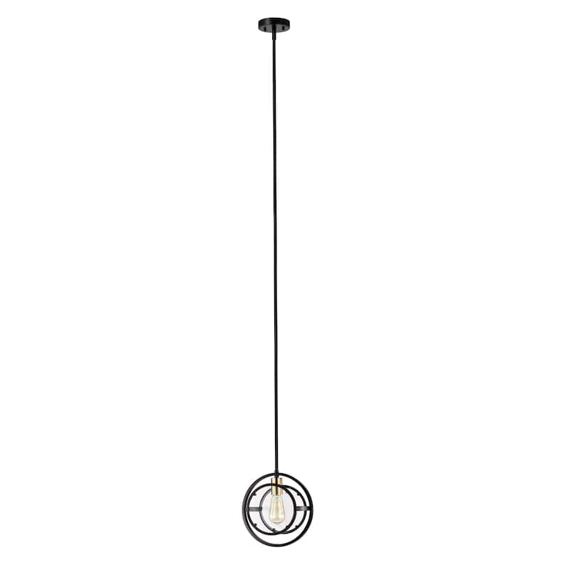 1-light Textured Black/ Burnished Brass Hanging Pendant