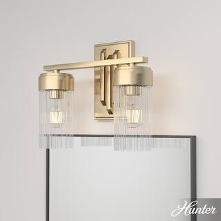 Hunter Gatz Ribbed Glass Vanity Wall Light - Bathroom - Glam, Fluted Glass - Damp Rated!