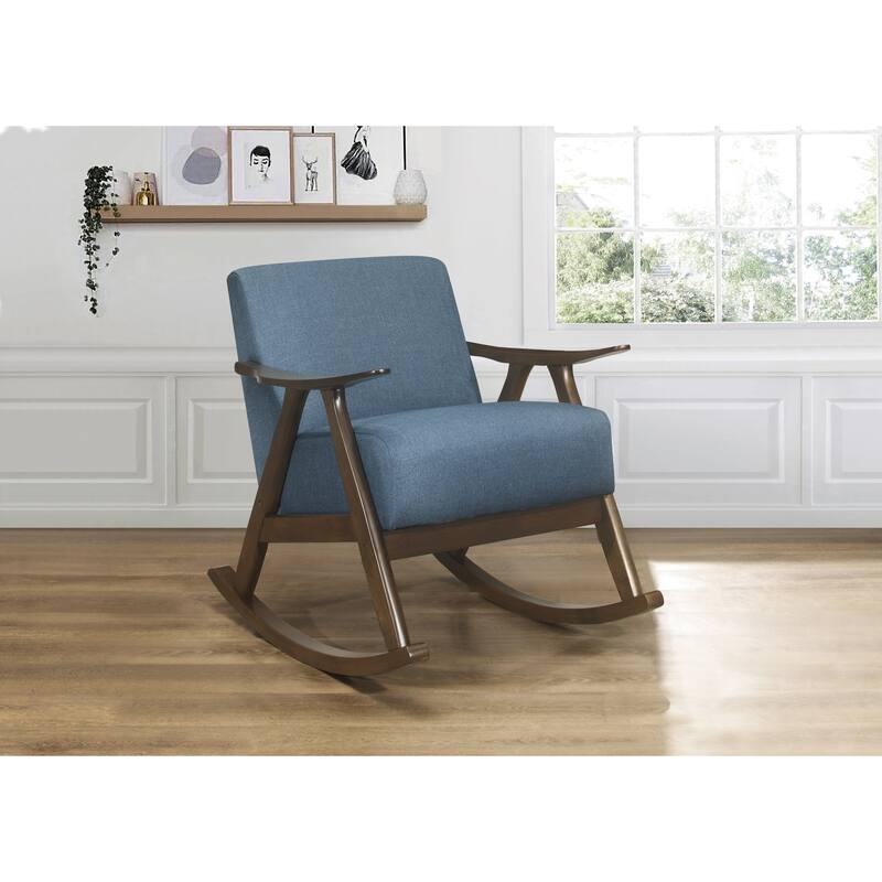 Rocking Chair Upholstery Button Tufted Solid Wood Furniture