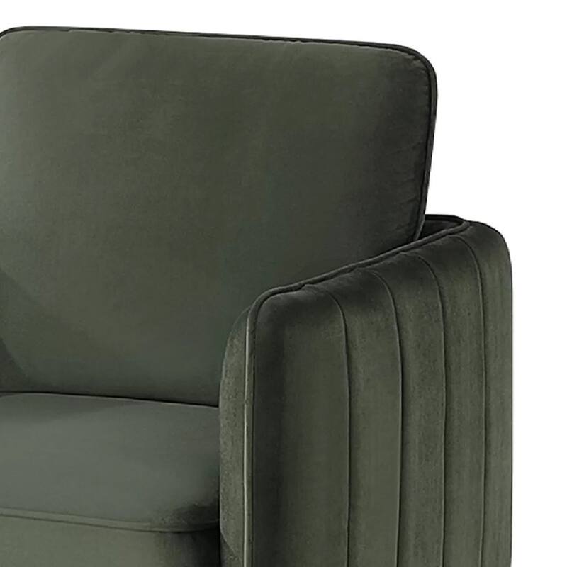 Reniz Accent Club Chair, Dark Green Velvet, Foam Cushions, Metal Legs