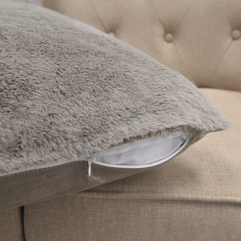 Solid Light Fauxfur Square Pillow Covers set of 2, NO INSERT