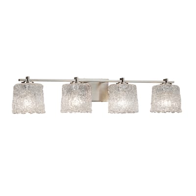 Justice Design Veneto Luce Era 4-light Brushed Nickel Bath Bar, Lace Oval Shade