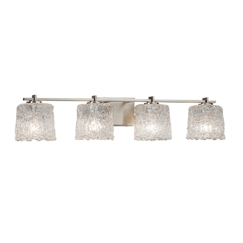 Justice Design Veneto Luce Era 4-light Brushed Nickel Bath Bar, Lace Oval Shade