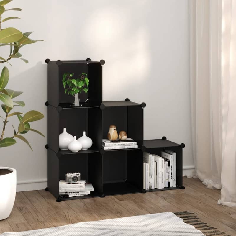 vidaXL Storage Cube Organizer with 6/12/15 Cubes - 37.2" x 12.4" x 36.6" - Black