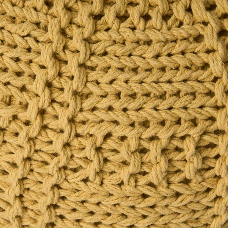Exquisite Handcrafted Knitted Cotton Round Pouf for Stylish Homes