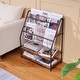 preview thumbnail 1 of 14, VECELO 29.53" H 4-Tier Metal Frame Magazine Rack Open Shelf Bookcase Storage Organizer for Living Room