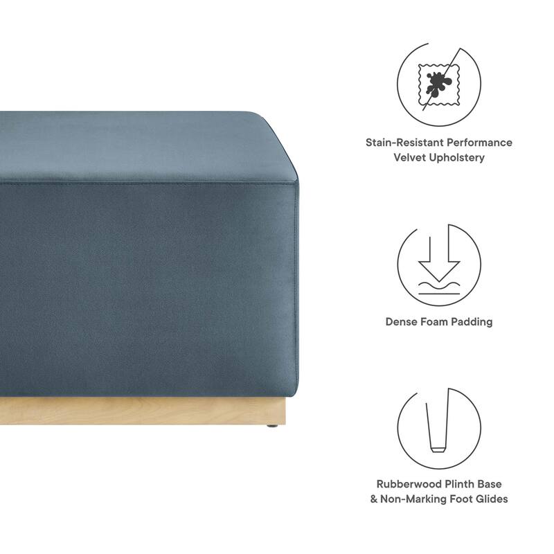 Tilden 17"/28" Square Performance Velvet Upholstered Ottoman
