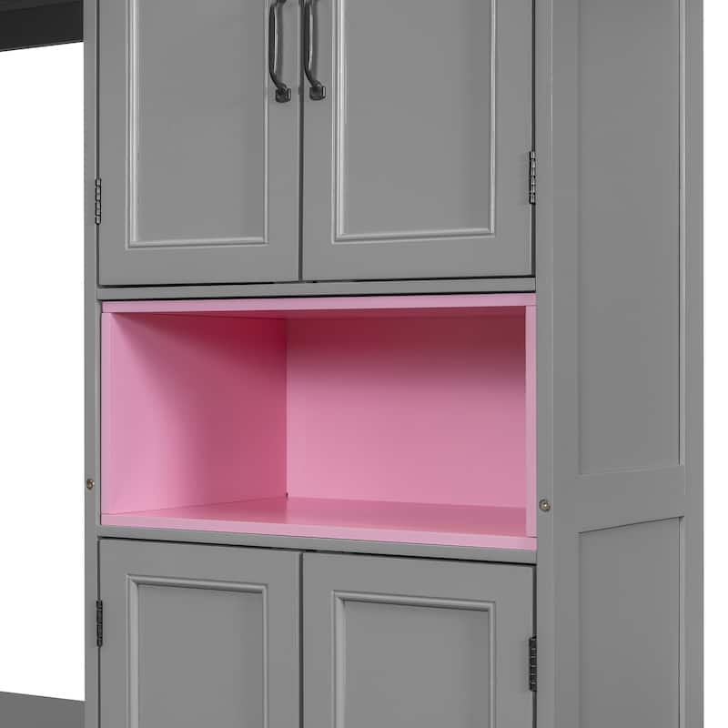 Twin Size Wooden Murphy Bed with TV Stand, Flip-Up Cabinets & Vibrant Accent Storage by Harper&Bright Designs