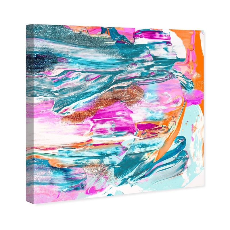 Wynwood Studio Abstract Jelly Be Marvelous Blue and Neon Pink Glam Wall Art Canvas Print