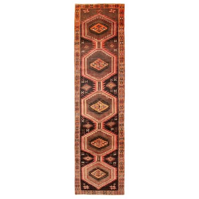 ECARPETGALLERY Hand-knotted Konya Anatolian Black, Brown Wool Rug - 3'3 x 12'11