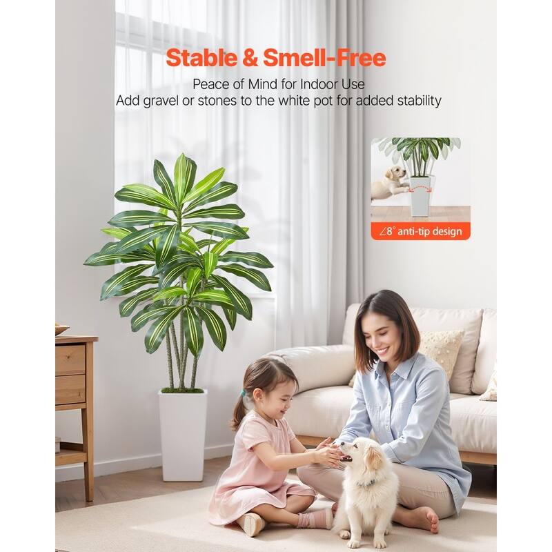 Realistic Artificial Dracaena Tree with Moss Planter and Lifelike PE Leaves for Indoor Home Decor