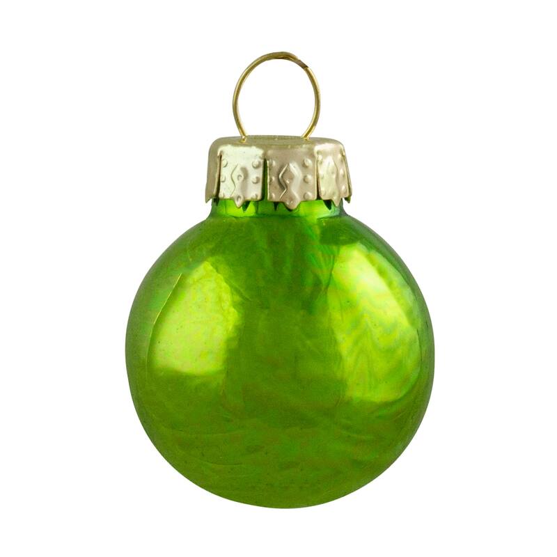 24ct Kiwi Green 2-Finish Glass Ball Christmas Ornaments 1" (25mm)