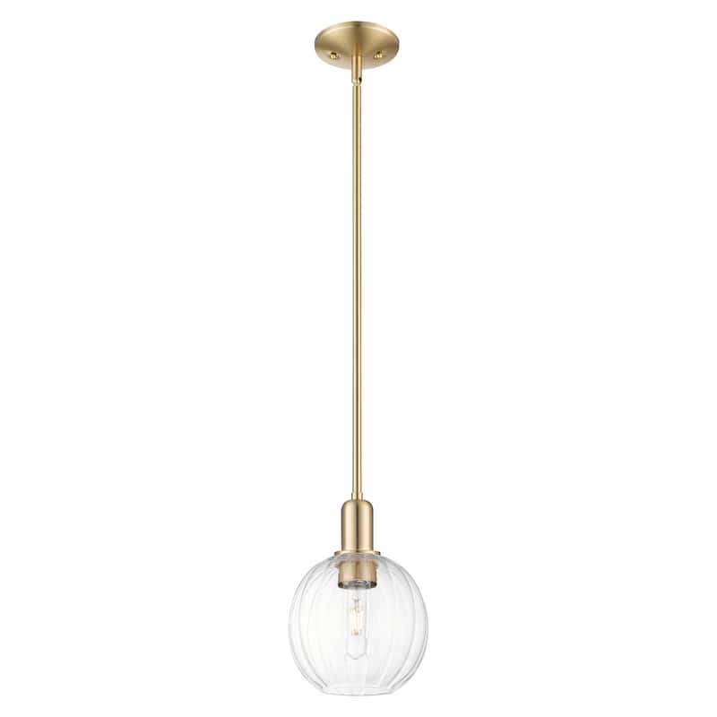 Innovations Lighting Downtown Urban - Preston - 1 Light 7" Globe Shade Stem Hung Mini Pendant - Champagne Bronze/Clear Shade