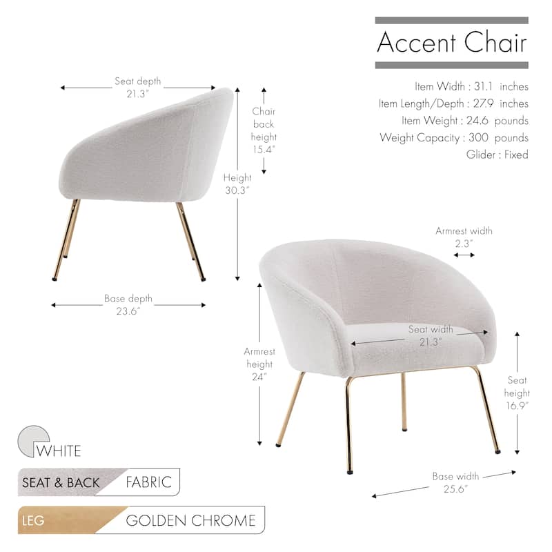 Porthos Home Iana Accent Chair, Fabric Bucket Seat, Gold Chrome Legs