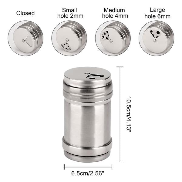 Spice Salt Pepper Shaker With Rotating Cover Overstock 28962017 I experimented with hole sizes and patterns on top until i found an approach that dispenses salt and pepper at an appropriate rate. usd
