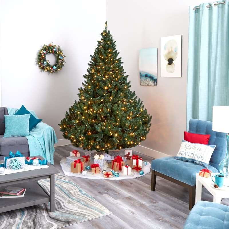 8ft. Spruce Artificial Christmas Tree with 500 Clear Lights and 1948 Branches - Classic Full Holiday X-Mas Tree