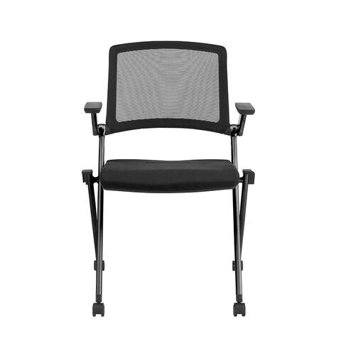 Reino Stacking Visitor Chair with Black Seat and Mesh Back - Set of 2