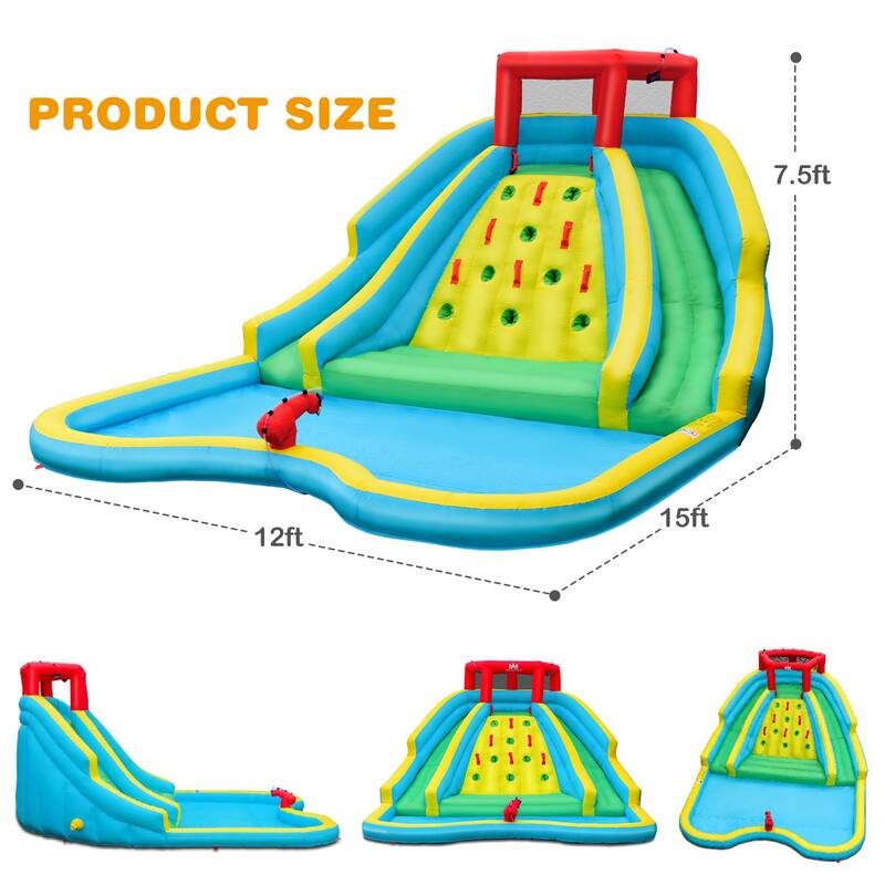 Bountech Inflatable Mighty Water Slide Park Bouncy Splash Pool - Multicolor