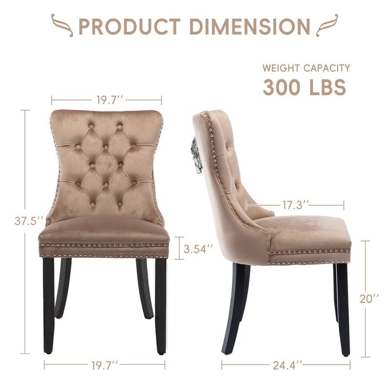 Solid Wood Velvet Upholstered Dining Chair Set of 6