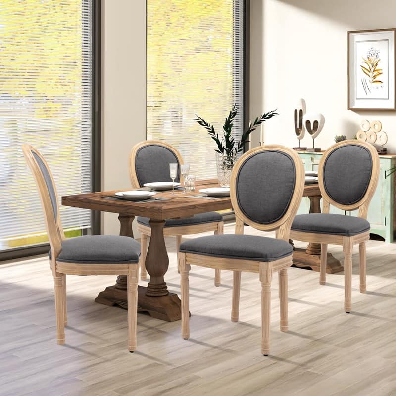 French Chair Dining Chair Solid Wood with Nailhead Trim Set of 2