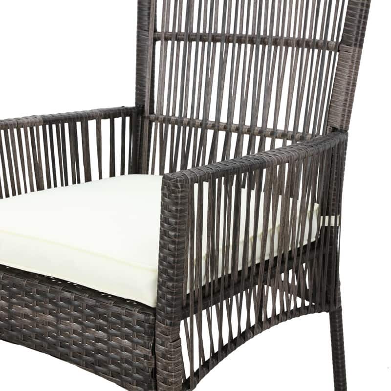 PATIO FESTIVAL Outdoor Wicker Dining Chair with Seat Cushion (2-Pack)