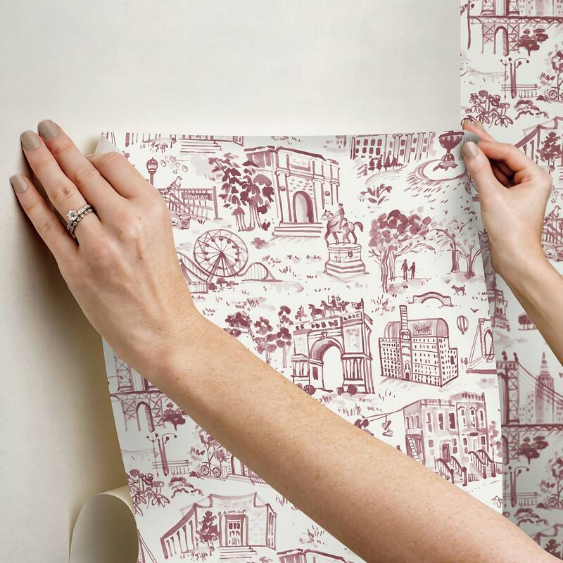 NuWallpaper Brownstone Boys Toile de New York Brick Peel and Stick Wallpaper - N/A