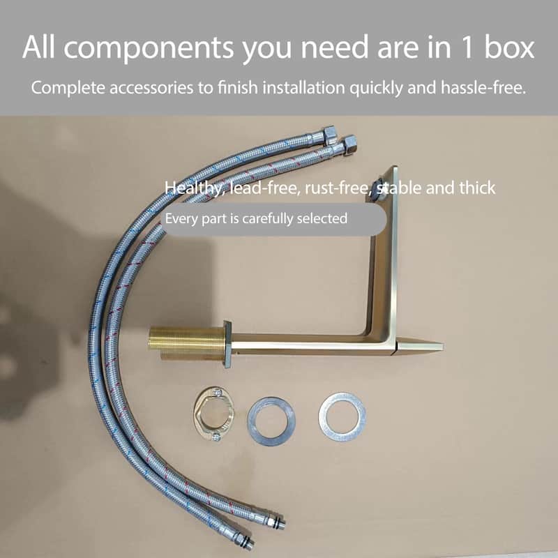 Brass Single Hole Bathroom Faucet, CUPC Certified 500K Leak-Proof, 1.97GPM with Red/Blue Handle (Brushed Gold/Matte Black)