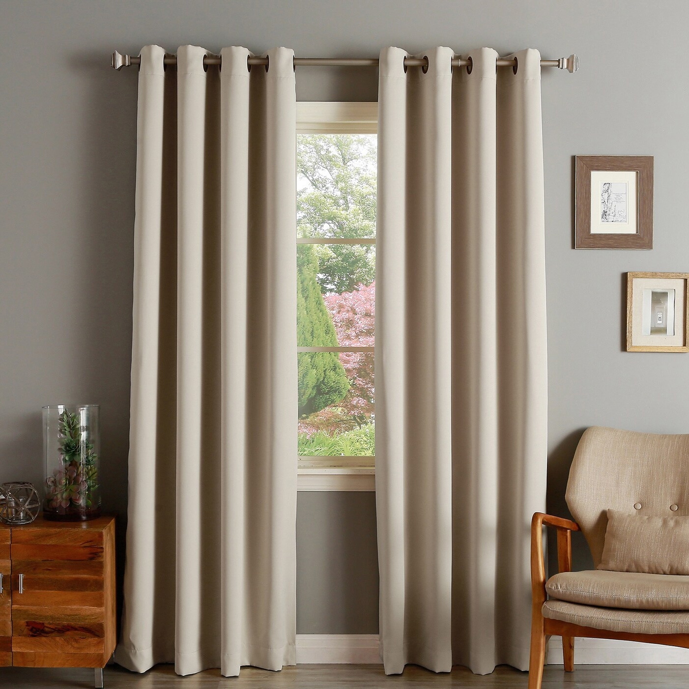 6 Colors 1-Panel Solid Grommet Top Thermal Insulated Blackout Window Curtain 